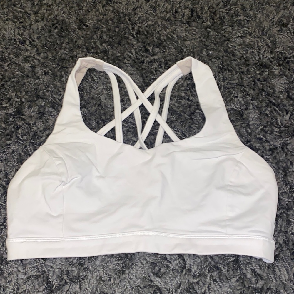 Lululemon FREE TO BE SPORTS BRA - White with grey lining*exact sizing unknown*